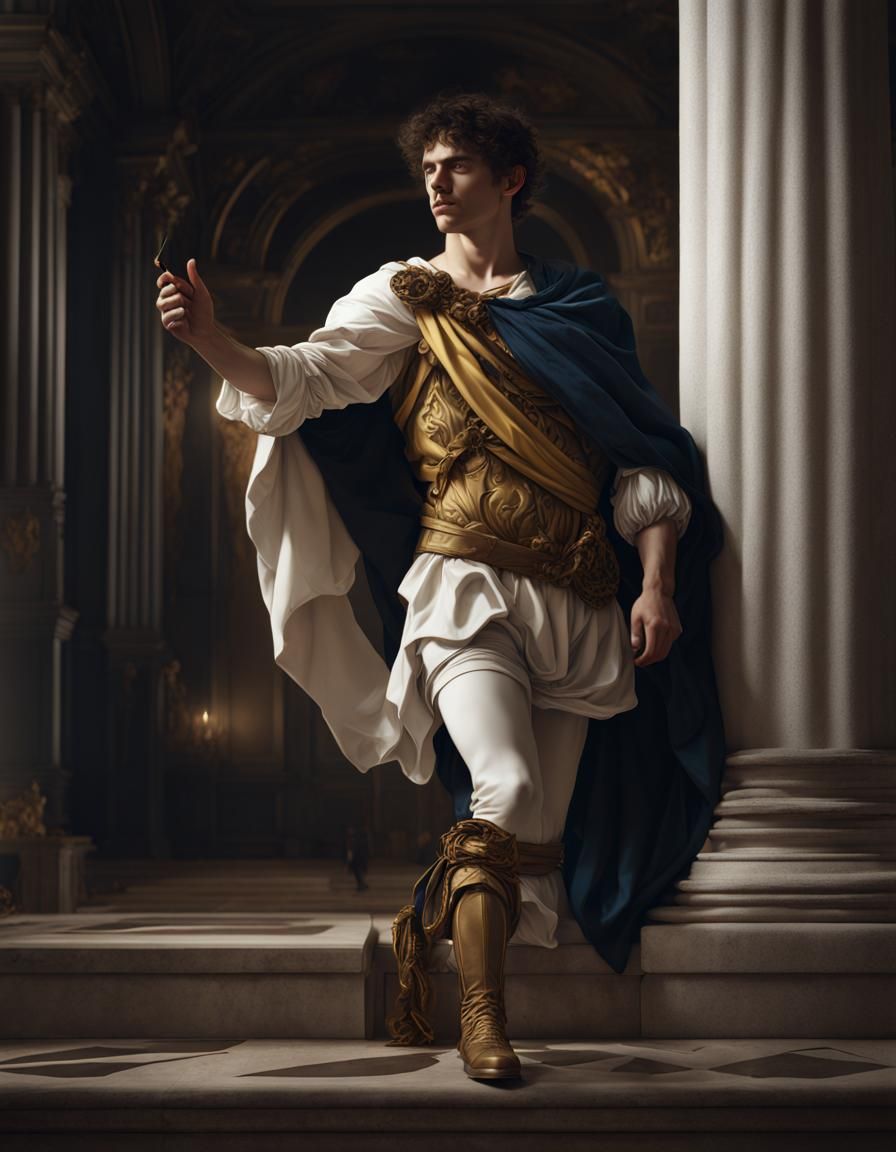 Apollo Portrait in Baroque Painting Style