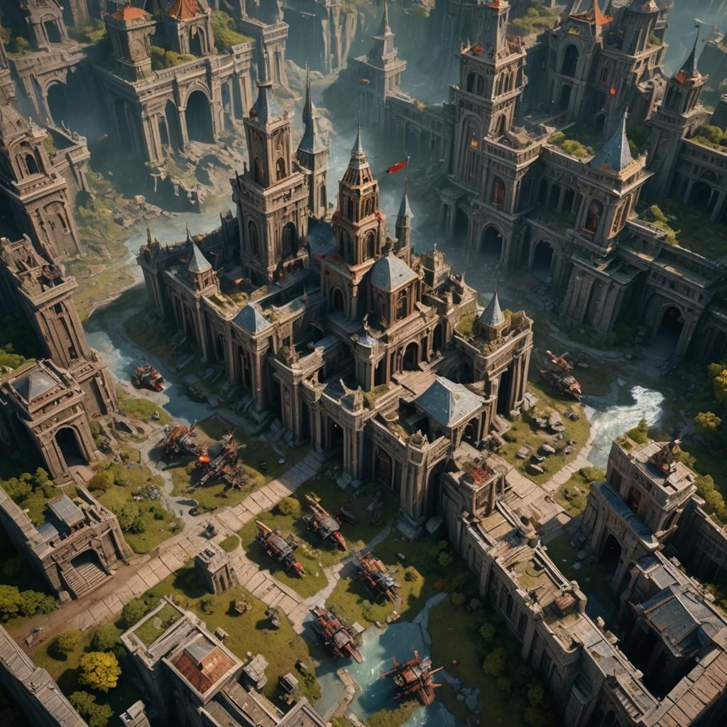 Fantastical War Scene in Detailed Matte Painting