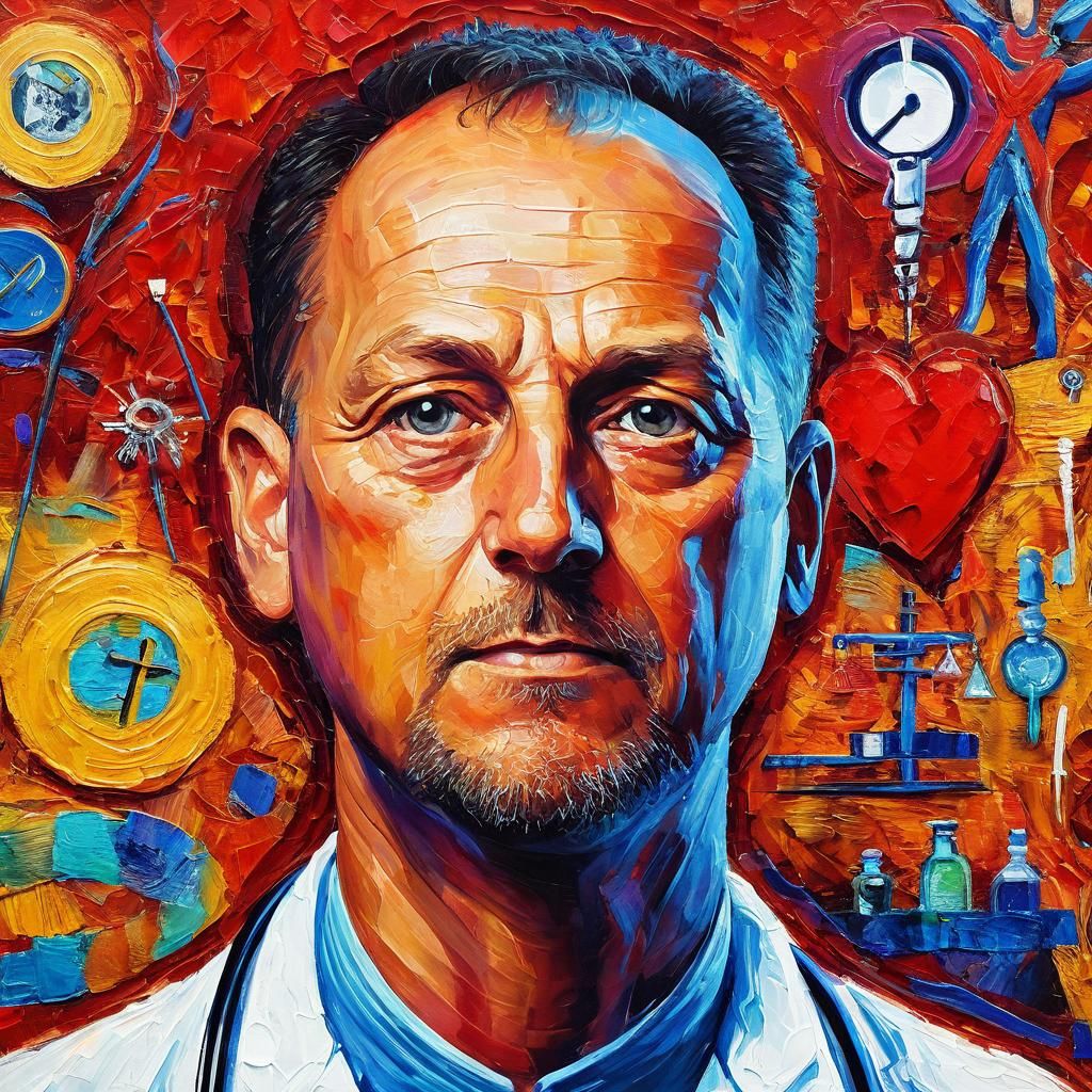 Doctor Portrait in Neo-Impressionistic Expressionist Style