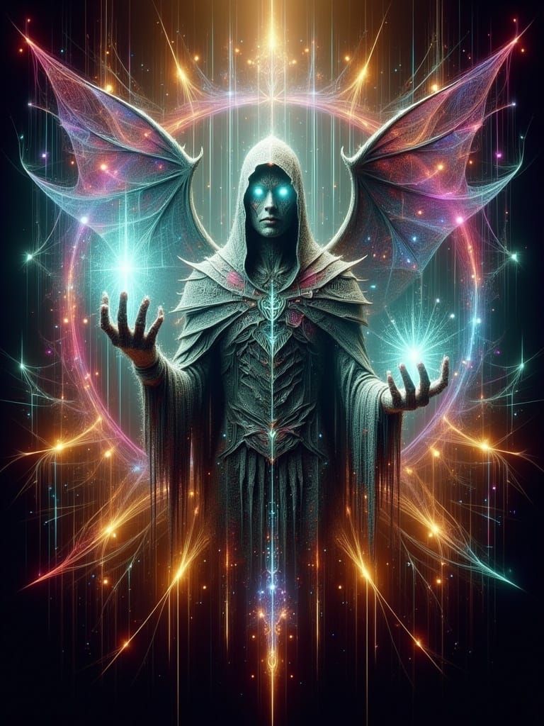 Sorcerer Casting Spells with Neon Electricity