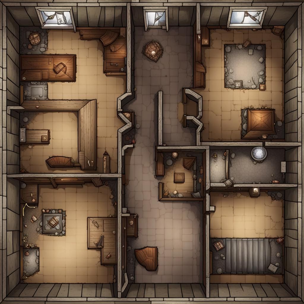 Detailed 2D Interior Maps for Dungeons and Dragons 5e