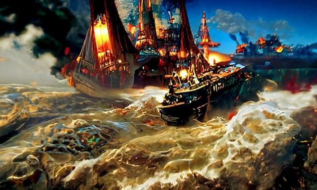 Photorealistic Galleon Sailing on the Sea