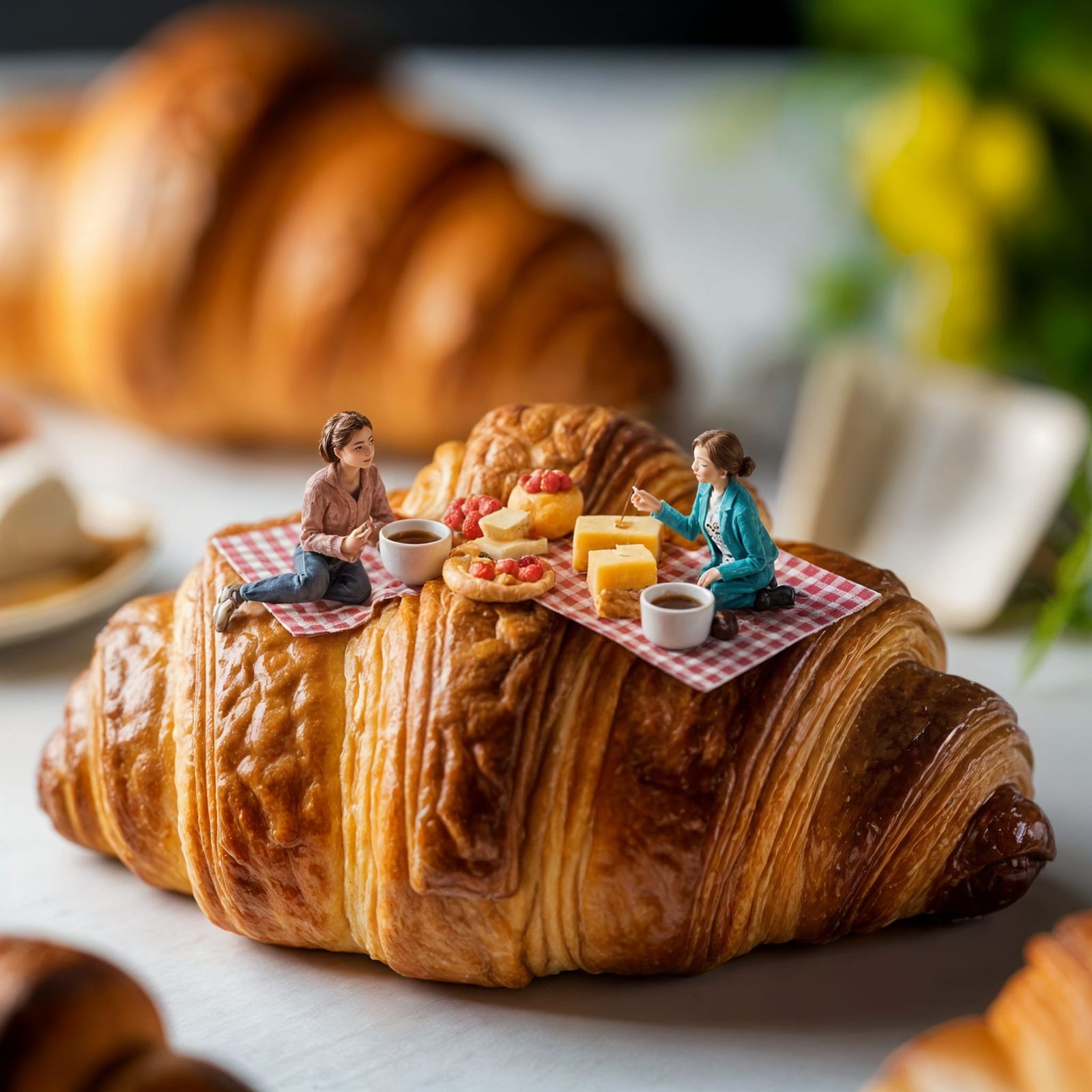 Tiny Picnic on a Giant Croissant
