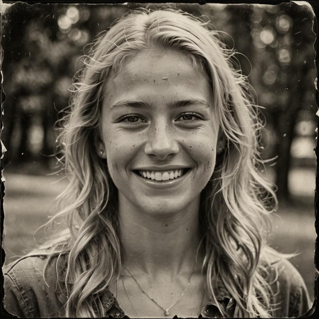 Sweaty Woman Portrait in Wetplate Photography Style