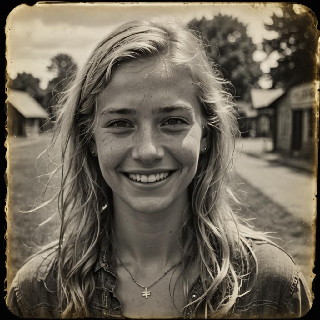 Sweaty Blond Woman: Black and White Wet Plate Portrait