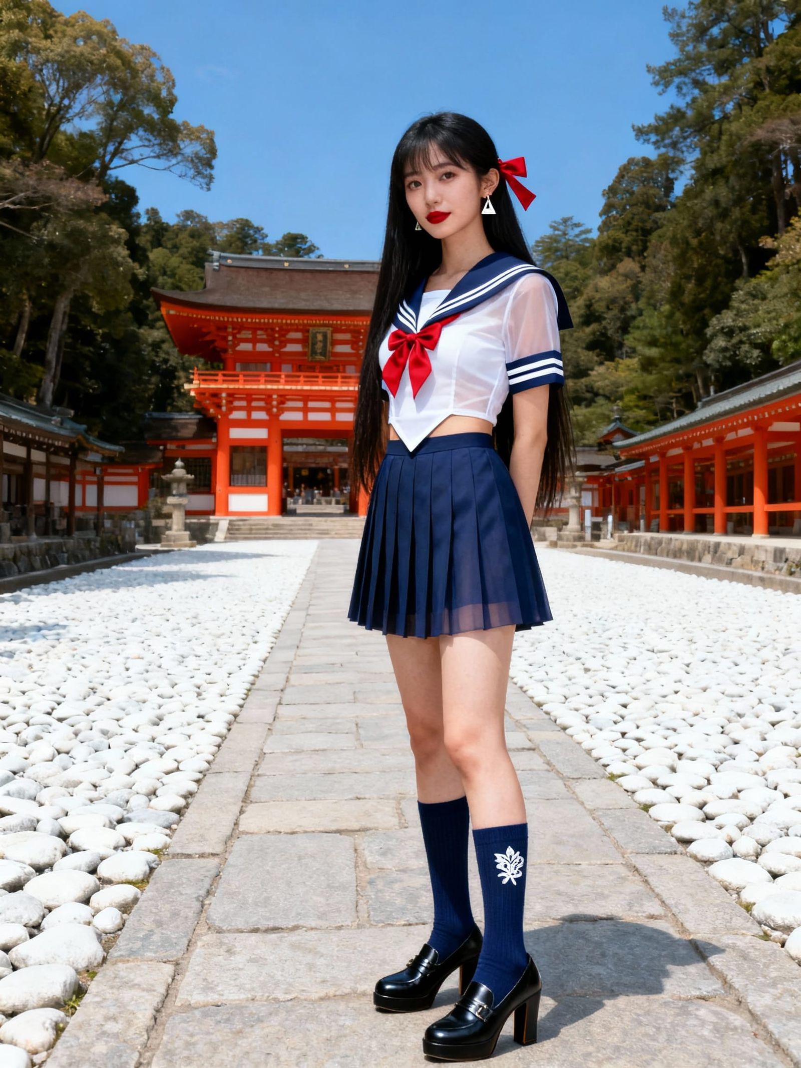 Nagoya-Style Sailor Uniform with Crimson Bow