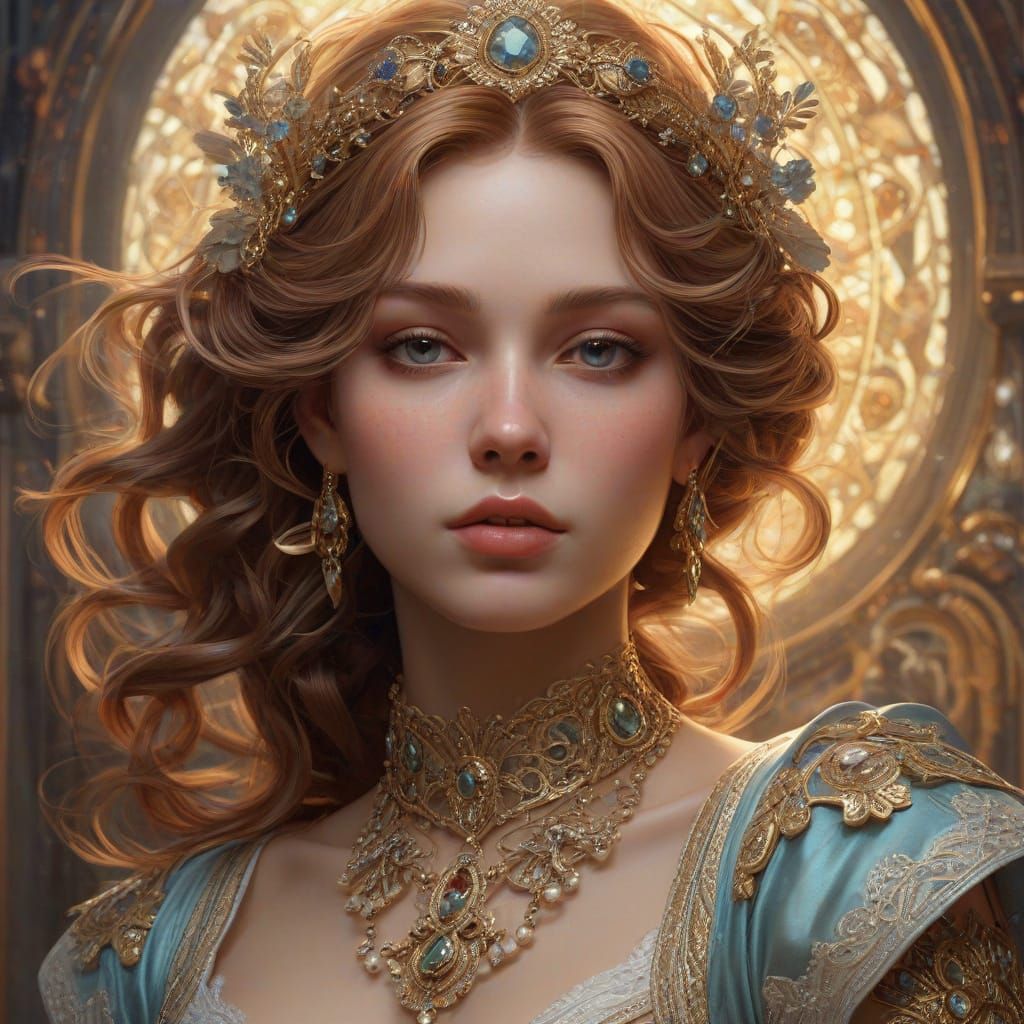 Ethereal Baroque Fantasy Portrait in Oil Painting Style