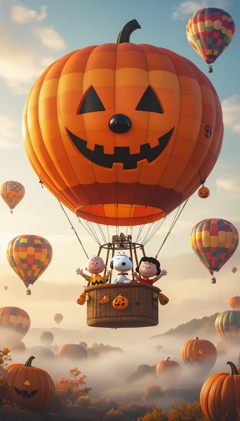 Halloween Autumn Hot Air Balloon Festival with Pumpkin Ballo...