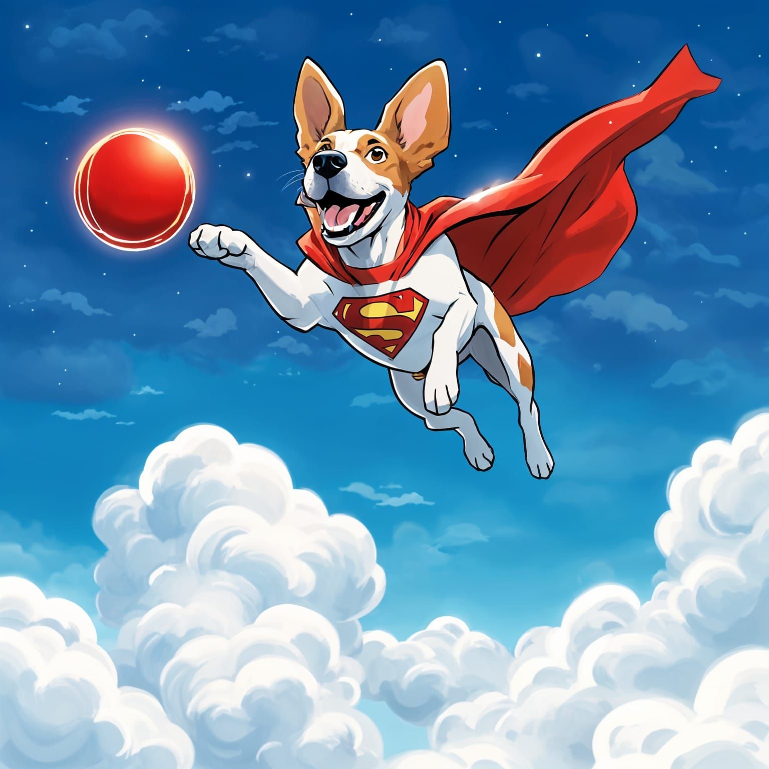 Loyal Superhero Hound Soars Through the Air