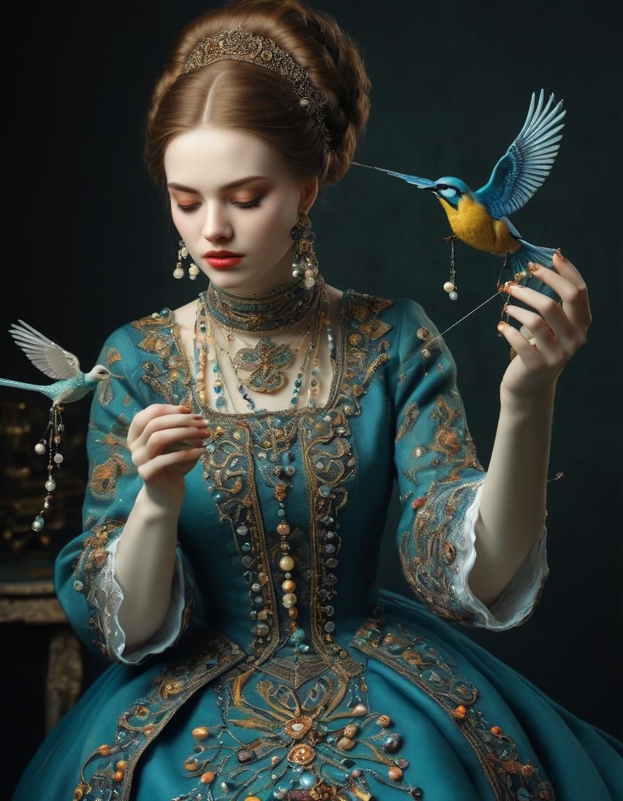 Girl Scattering Beads with Filigree Detail