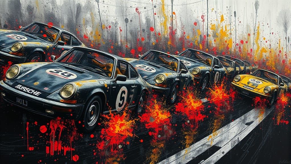 Darkened Automotive Hierarchy in Oil and Acrylic