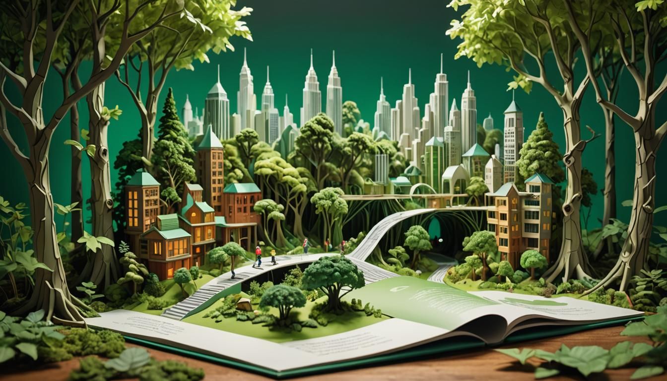 Pop-Up Book: Nature and Technology Harmony