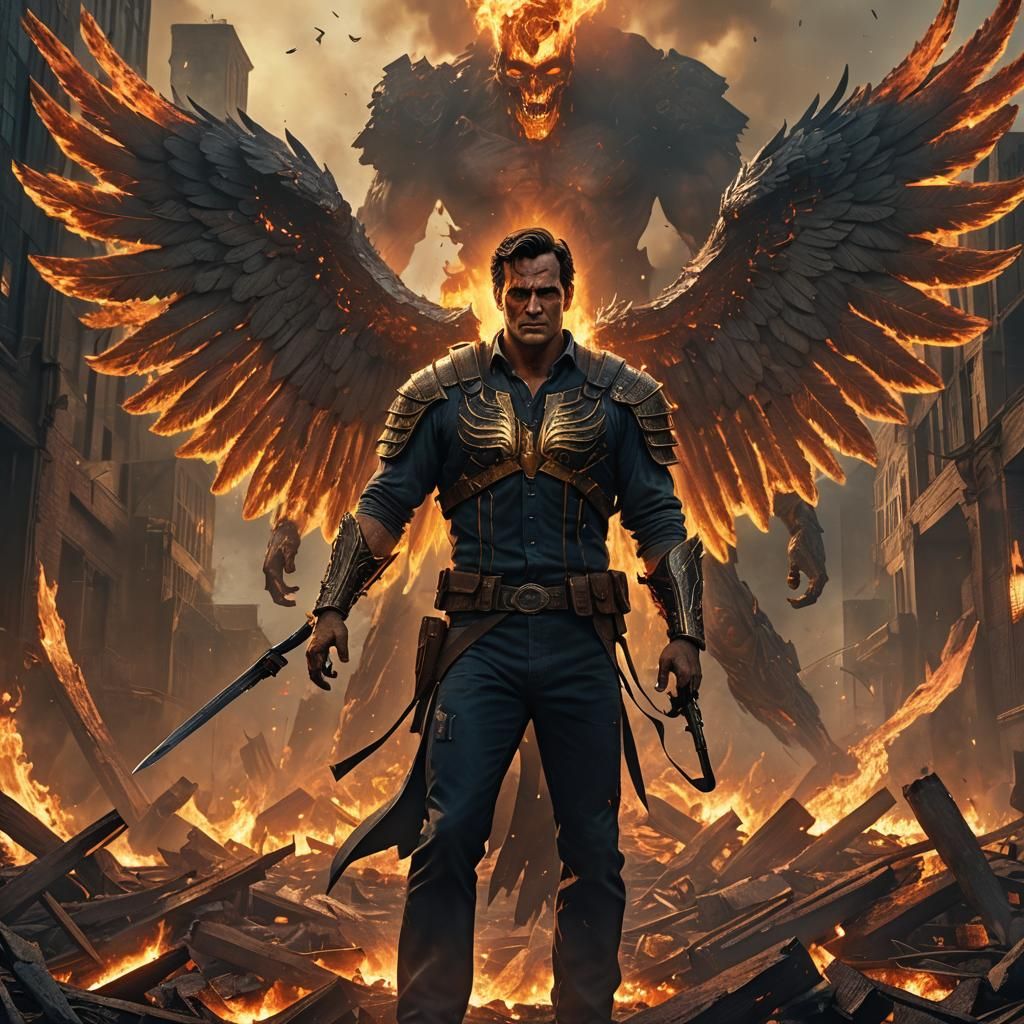 Ash Williams: Angel of Destruction in Digital Art