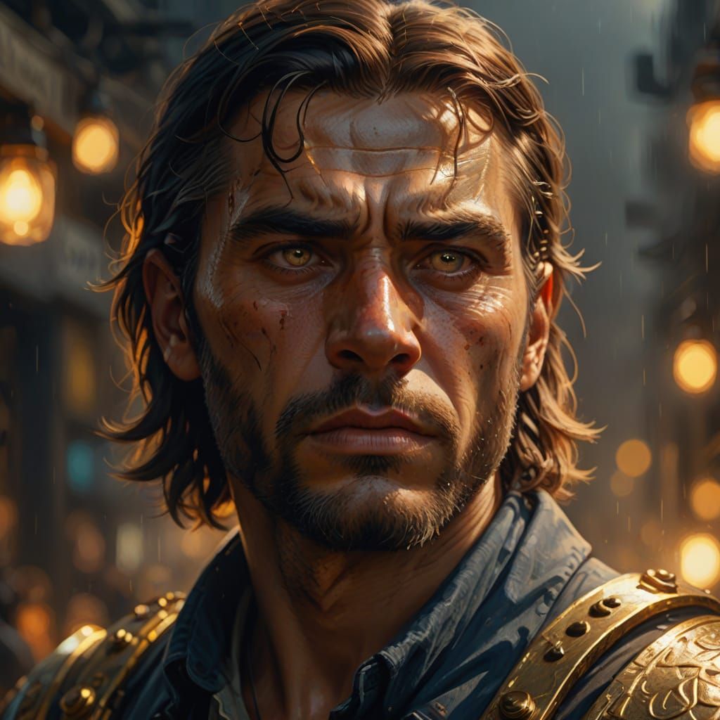 Dramatic Portrait in Oil Painting Style