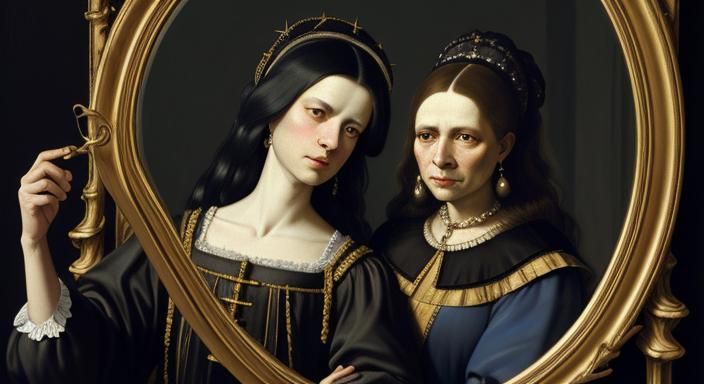 Baroque Satire: Elderly Women Applying Makeup