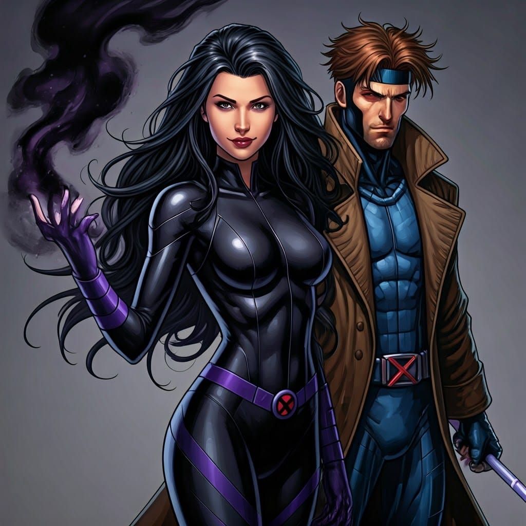 X-Men Duo: Woman with Smoke and Gambit