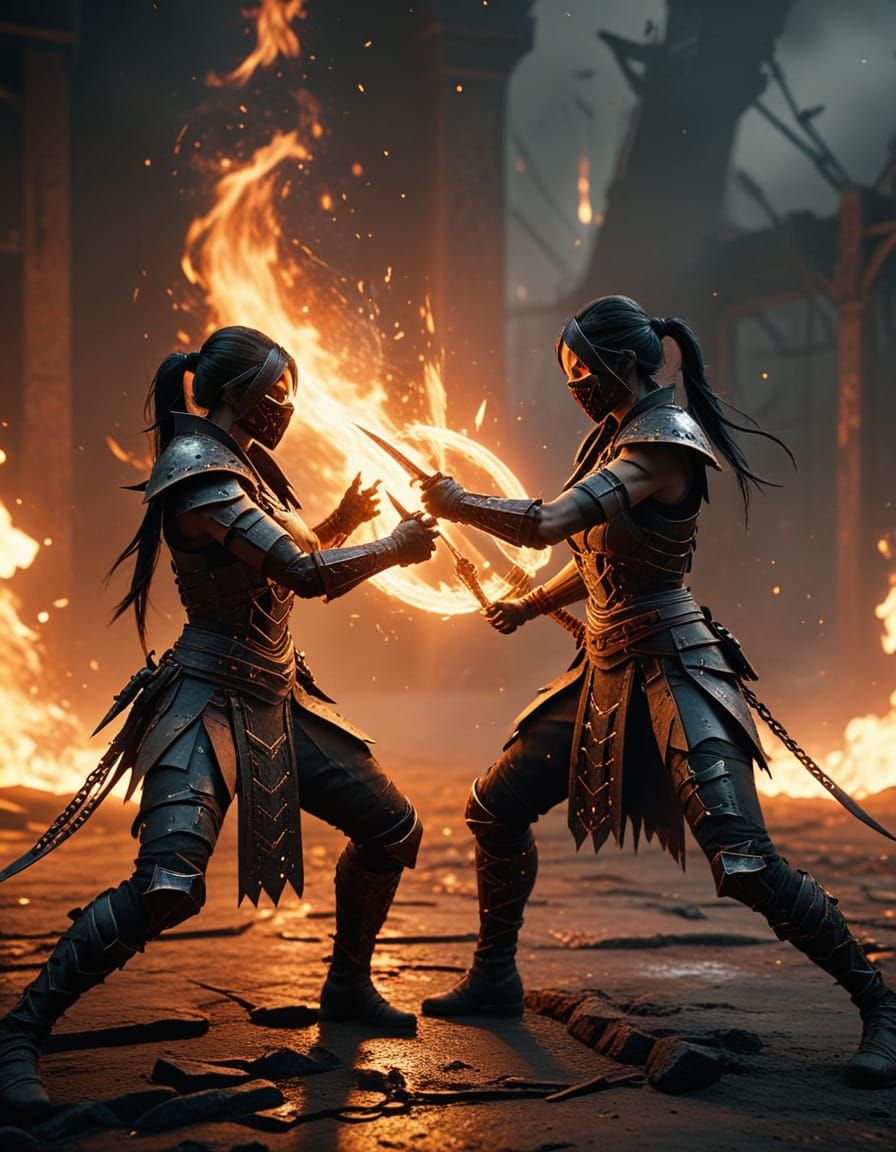 Female Warriors Duel in Apocalyptic Arena: Unreal Engine Sty...