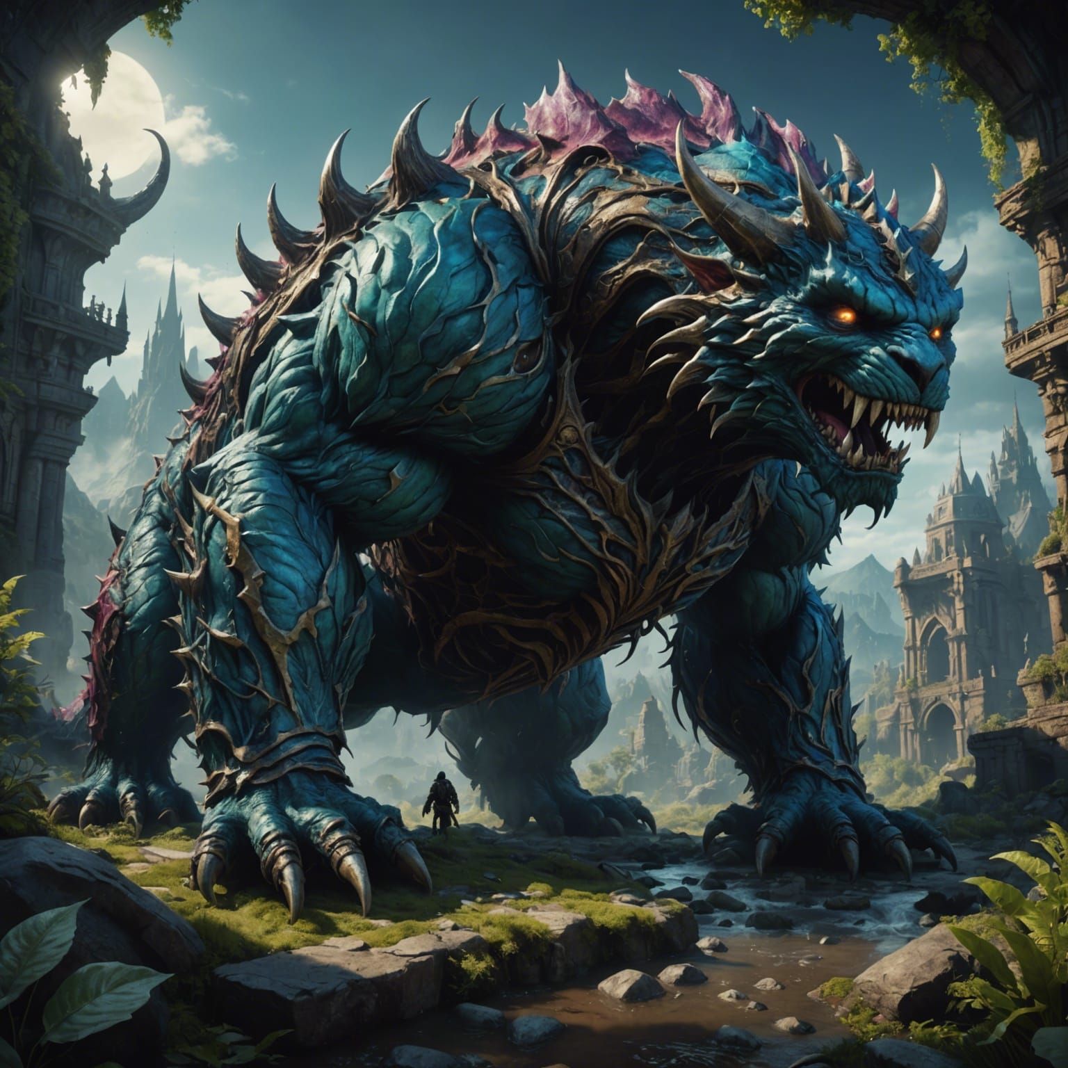 Detailed Matte Painting of Catnap the Monster