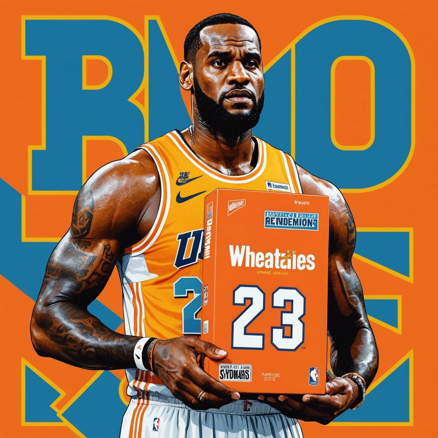 LeBron James Wheaties Box Art in Pop Art Style