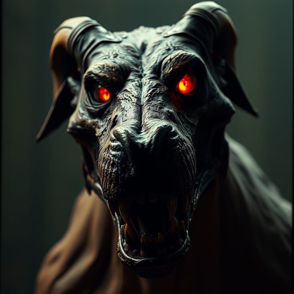 Dramatic Hellhound Portrait in Cinematic Style