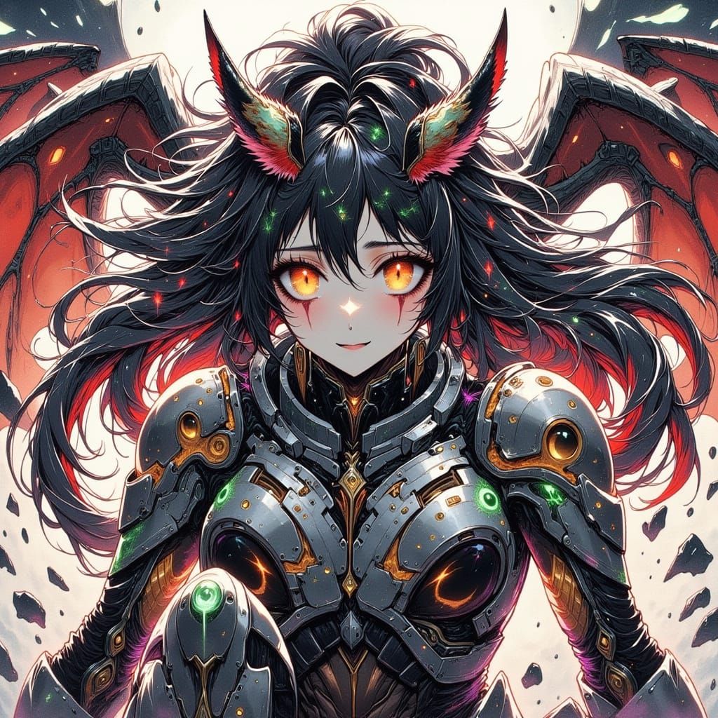 Adorable Yandere Girl Warrior in Bio-Mecha Suit