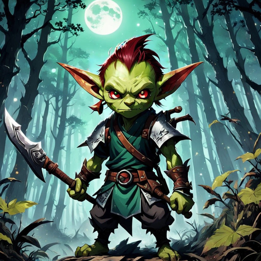 Goblin Youth Wields Ancient Axe