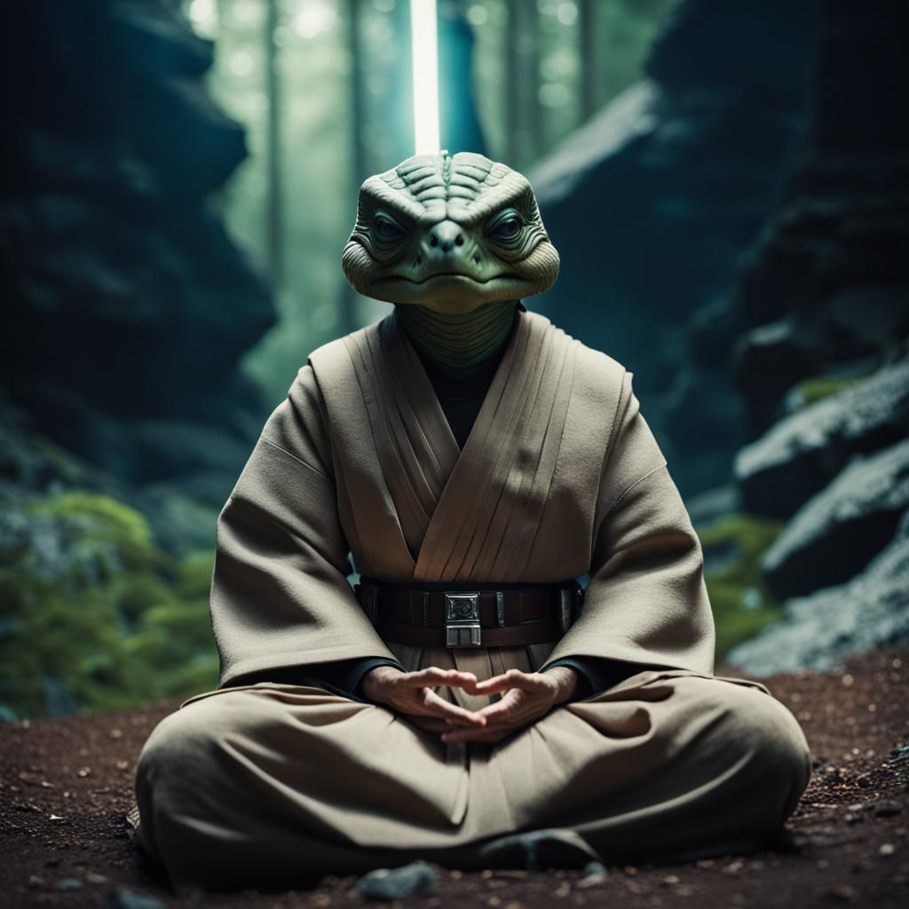 Jedi, in a hostile environment, meditating.