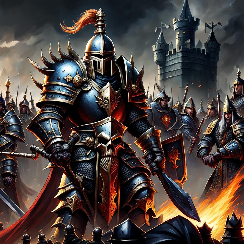 Grimdark Warhammer Battlechess in Masterpiece Style