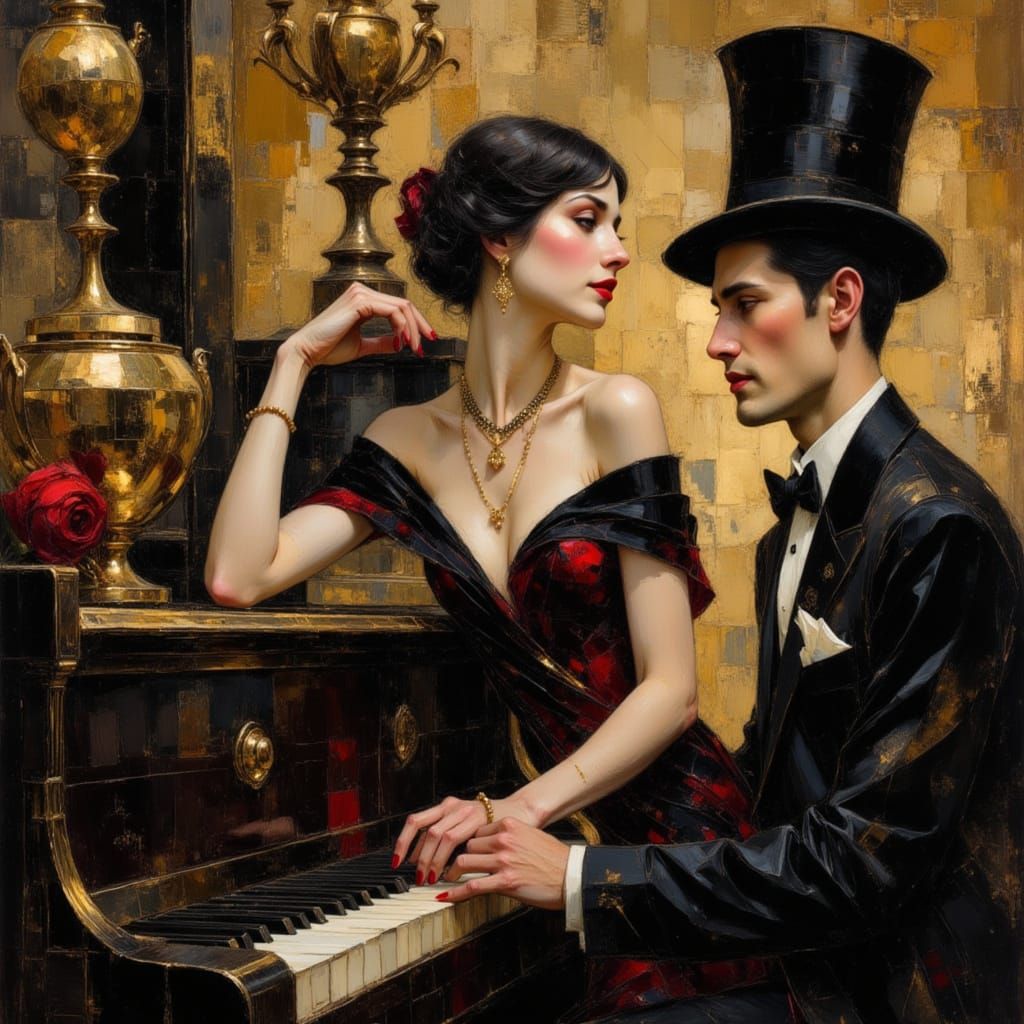 Cabaret Singer in Art Nouveau Style