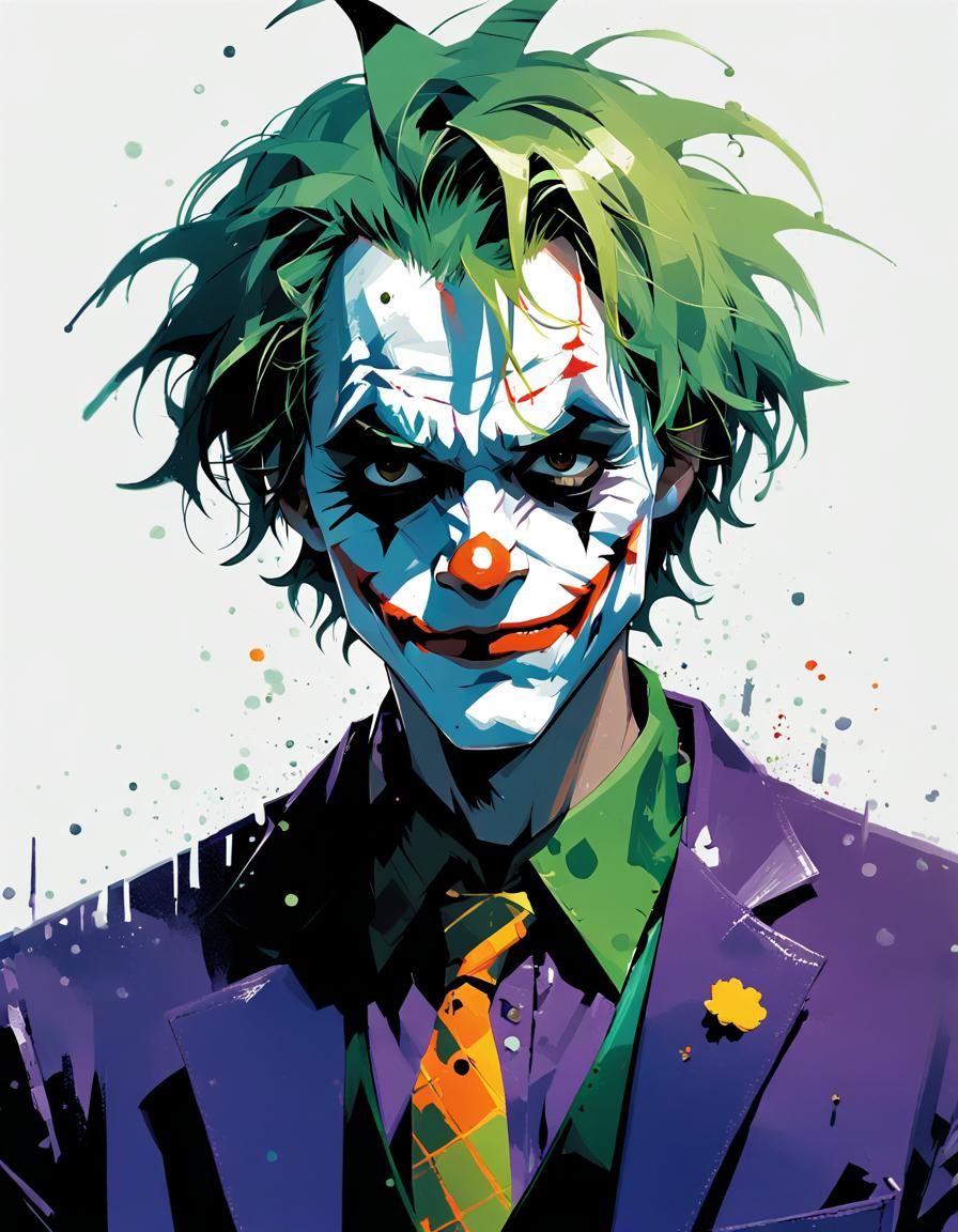 Beautiful mugshot of an(emo punk anime the Joker )ultra detailed anime style