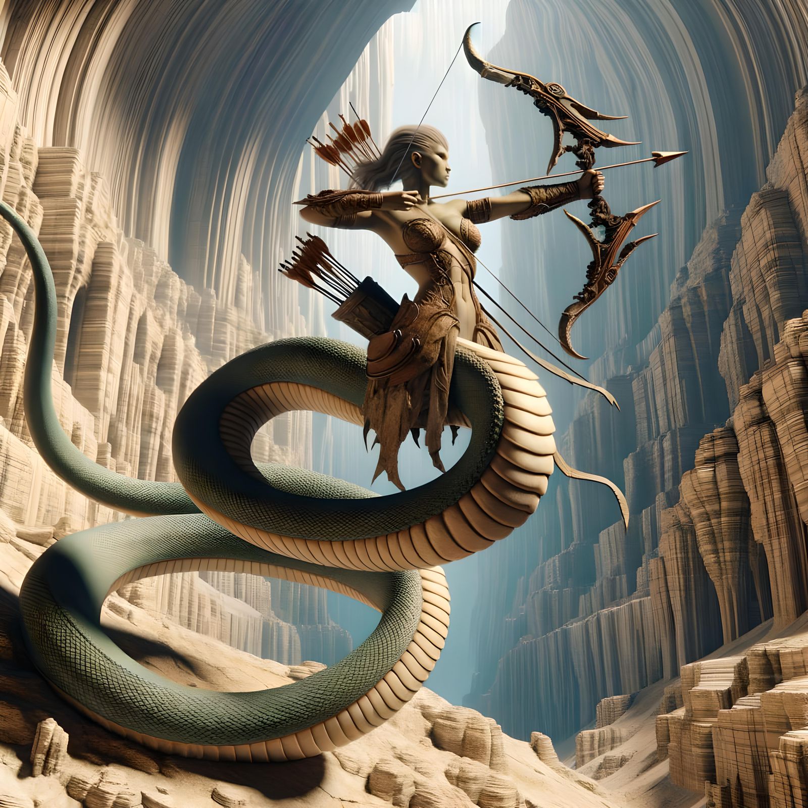 Epic Medusa Archer in Sandstone Cave
