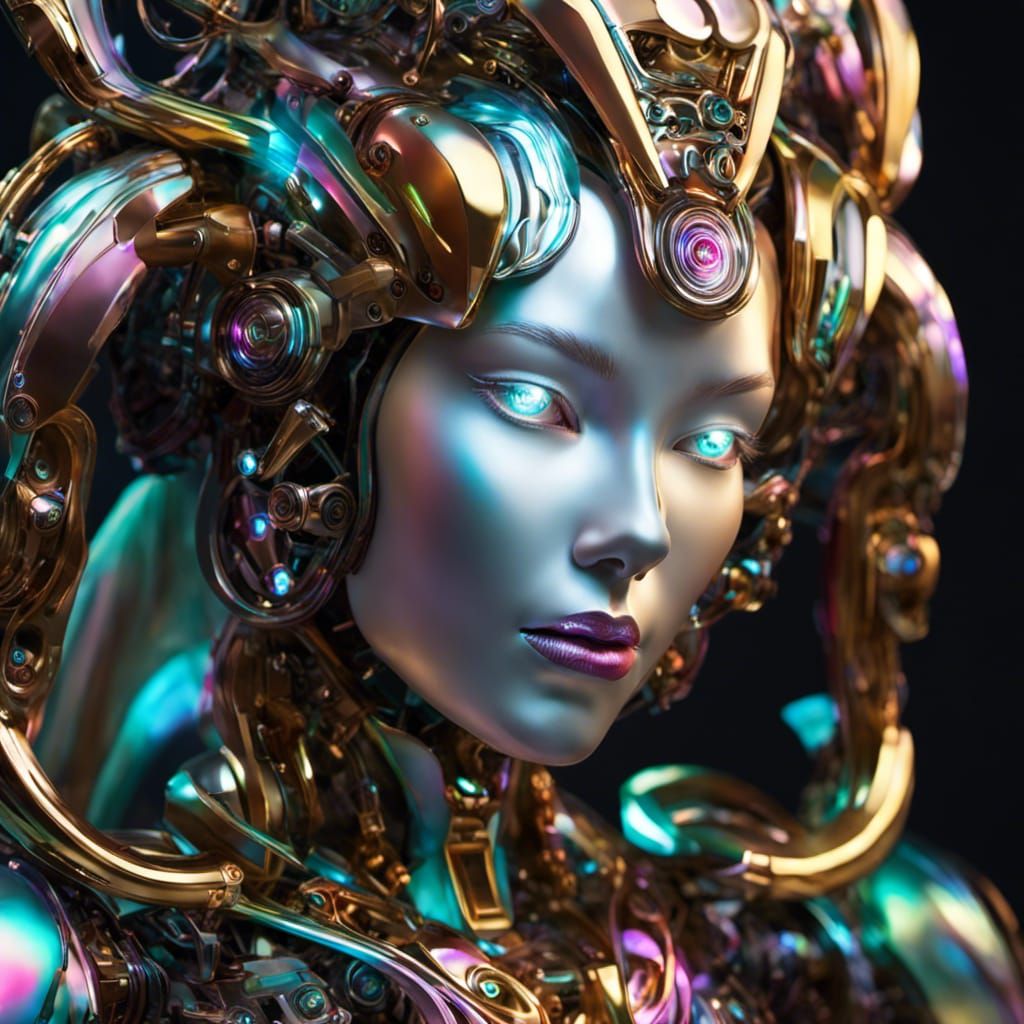 Luminescent Robotic Humanoid with Iridescent Finish