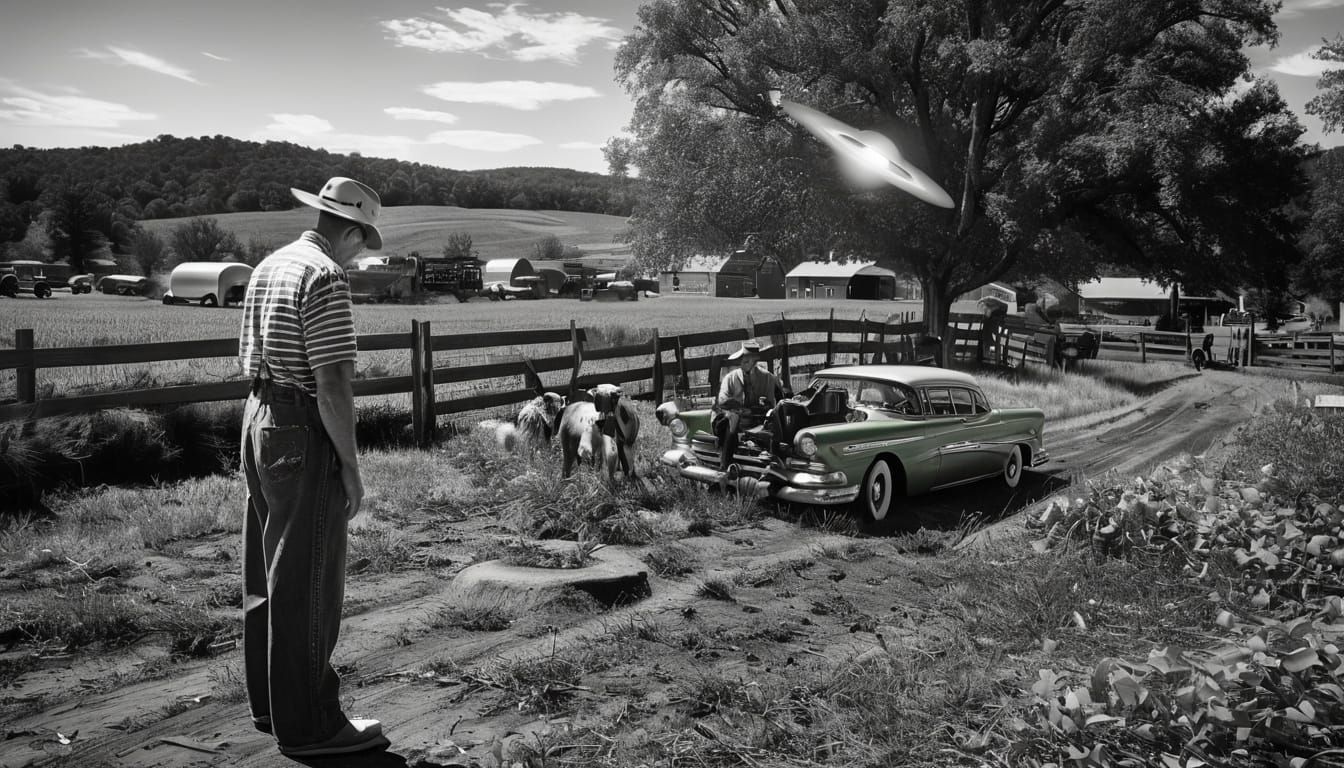 1950s Farm Boy's UFO Encounter in Photojournalism Style
