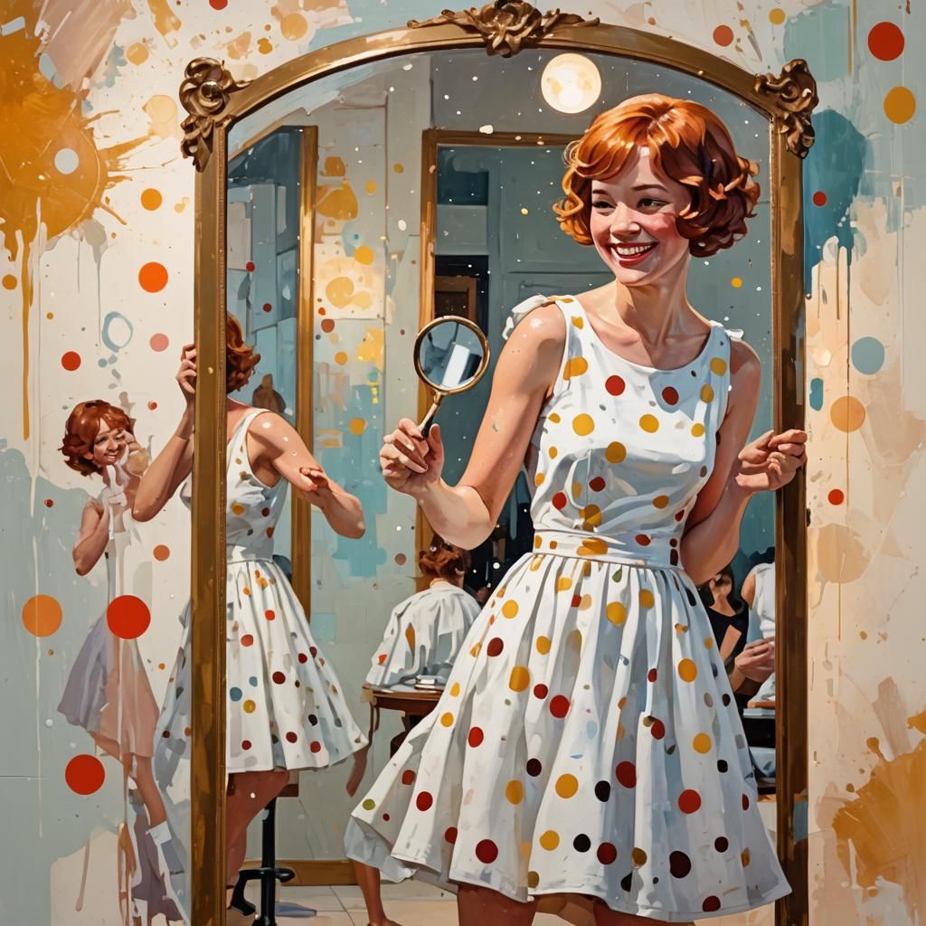 Woman with Mirror in Harlem Renaissance Splash Art