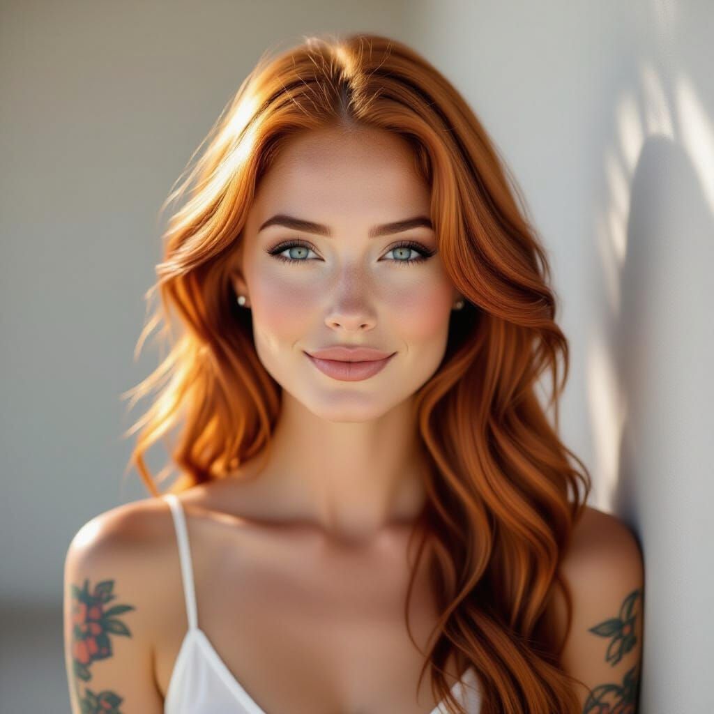 Cinematic Beauty Portrait of Woman with Red Hair