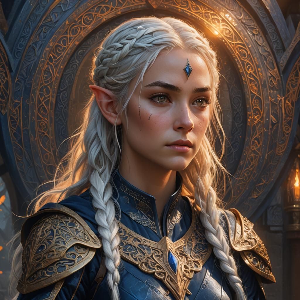 Elven Girl Portrait in Fantasy Armor