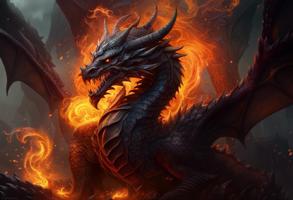 Smoke and Fire Dragon: Dark Fantasy Concept Art