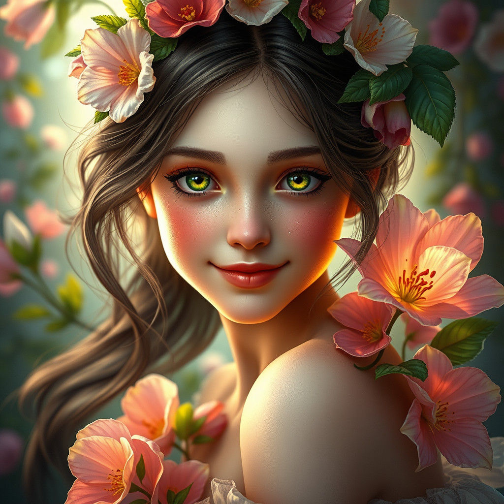 Enchanting Fantasy Flower Girl Portrait