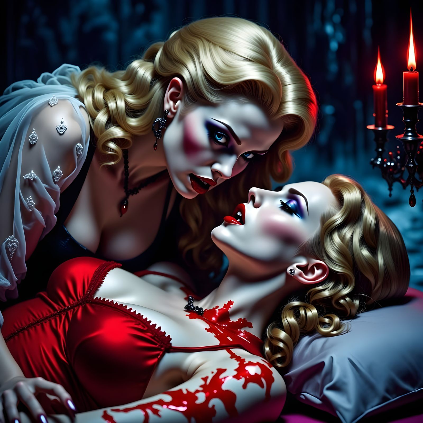 Vampire's Gaze: A Pop Art Bite Scene