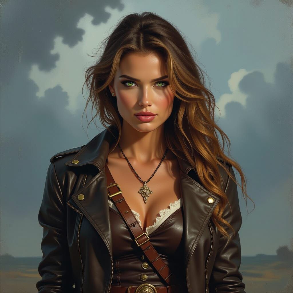 Defiant Woman with Artifact in Baroque Style