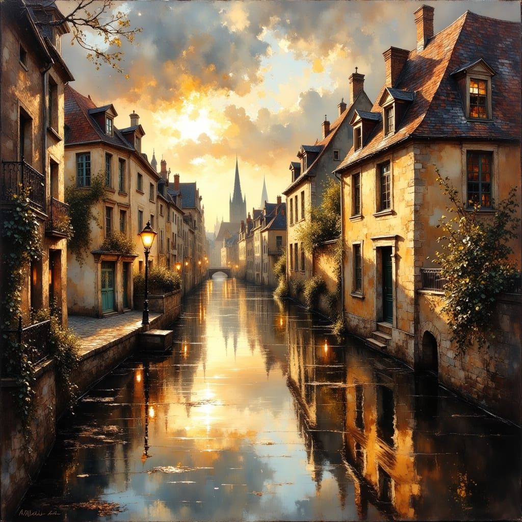 Bruges Evening as a Vintage Poster