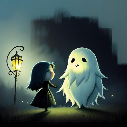 Girl's Heartwarming Friendship with a Ghost, Ed Roth Illustr...