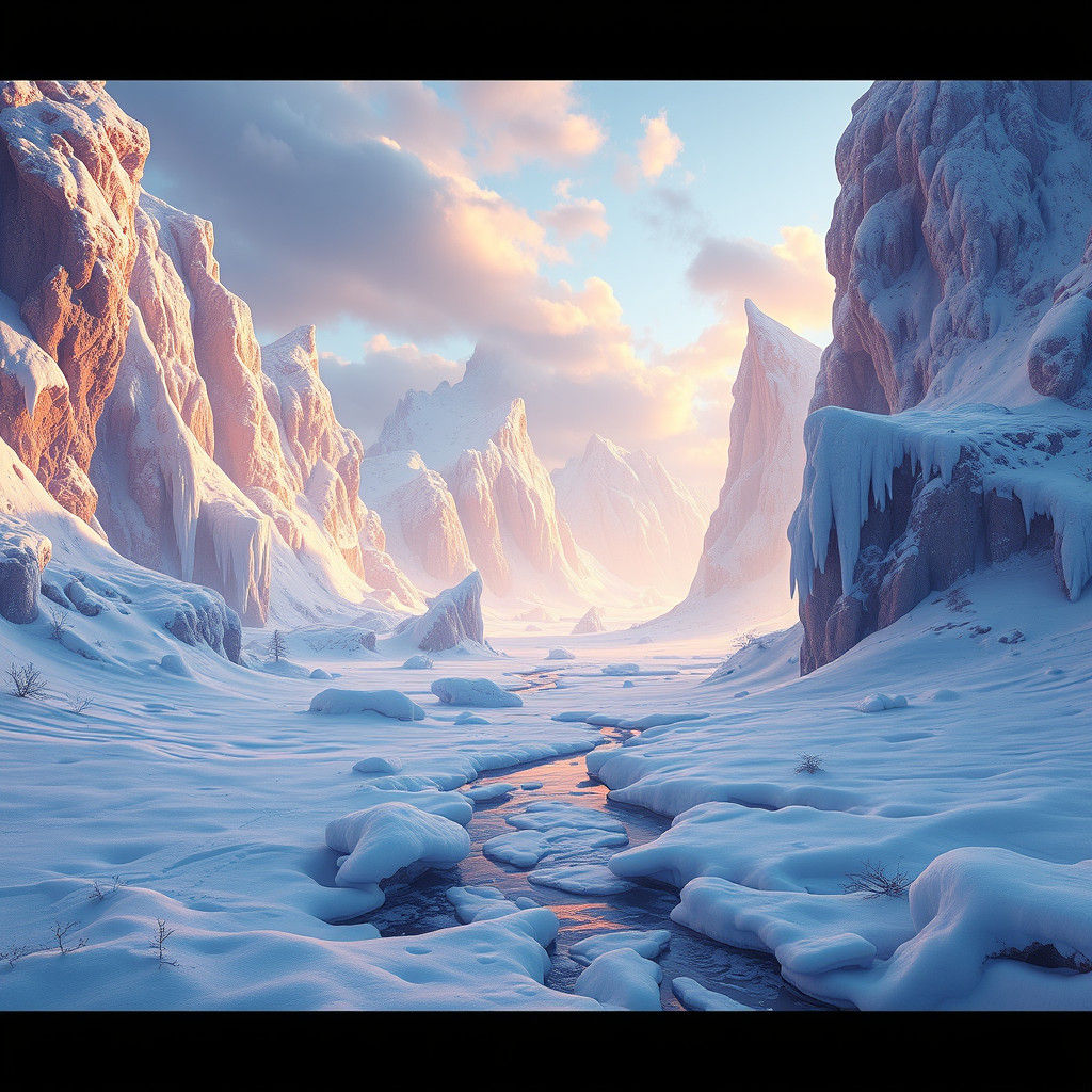 Mystical Frozen Landscape in Cinematic Matte Style