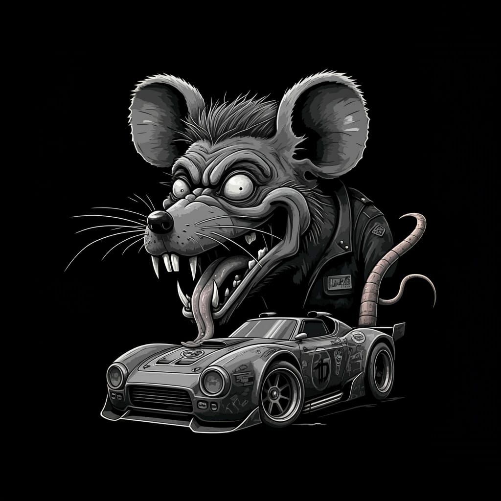 Ed Roth Style Black Ratfink with Sharp Teeth