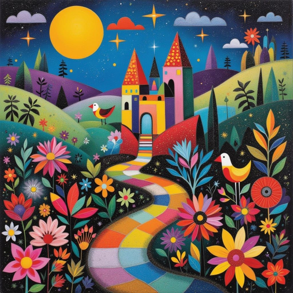 A pretty, colorful castle