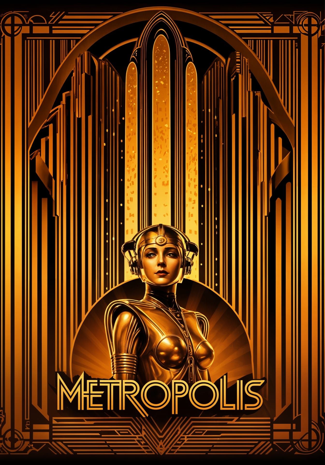Metropolis Movie Poster in Art Deco Style