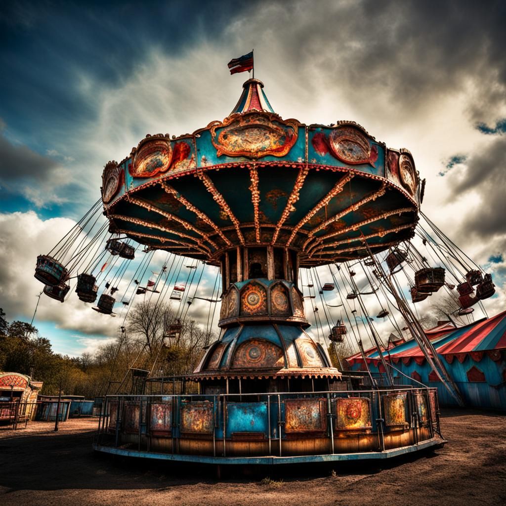 Abandoned Theme Park Carnival in Hyperrealism