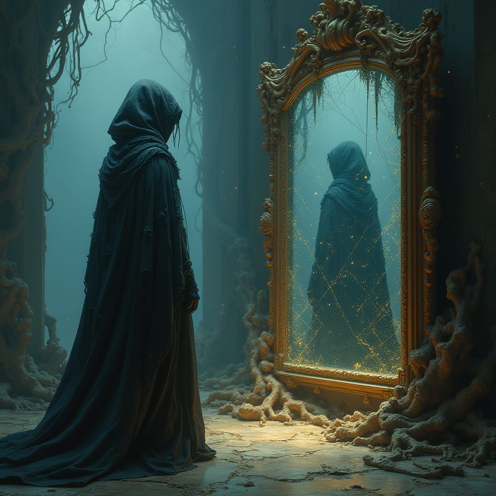 Ephemeral Figure in Digital Dreamscape