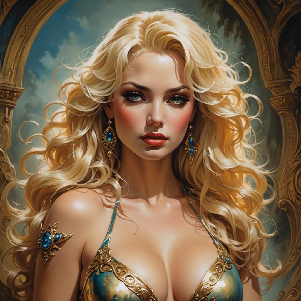 Fantasy Blonde Woman in Heroic Style