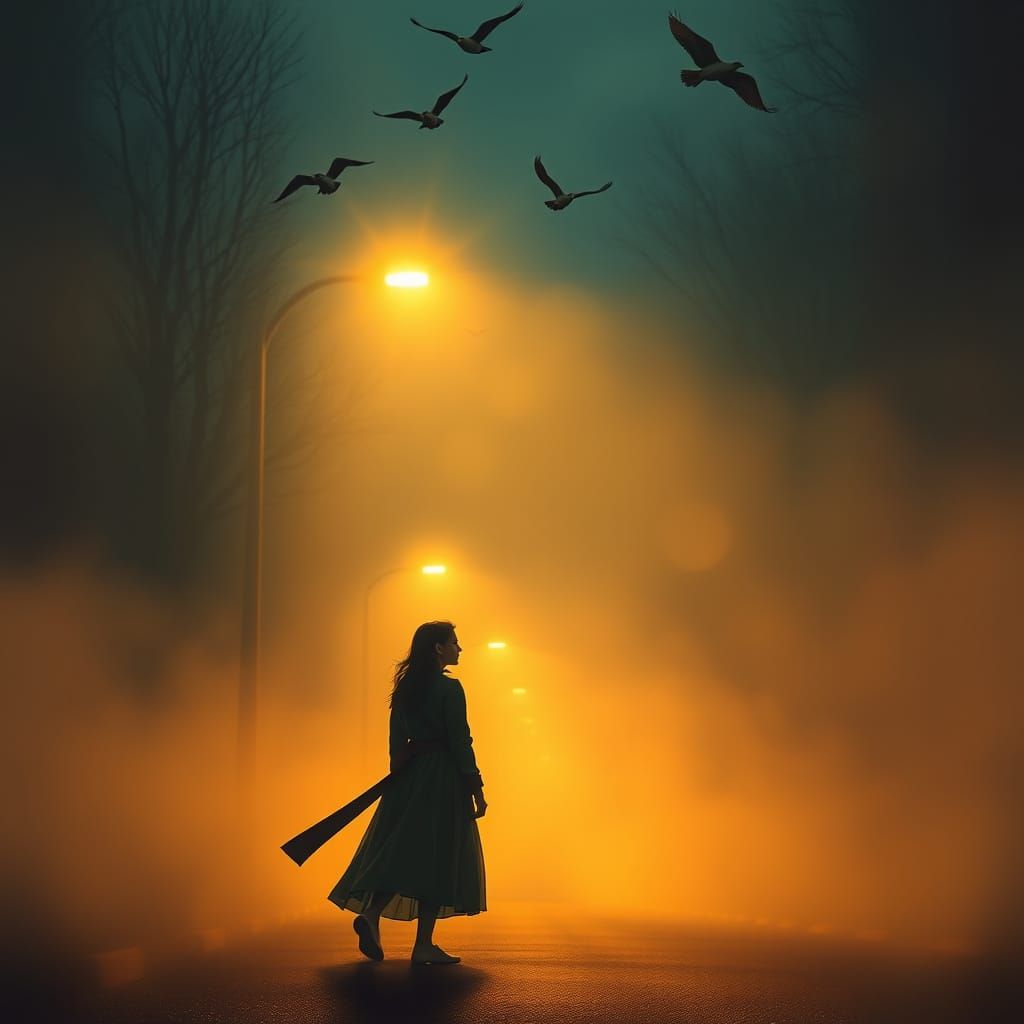 Mystical Woman in Mist, Hyperrealistic Art